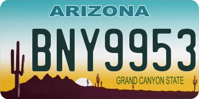 AZ license plate BNY9953