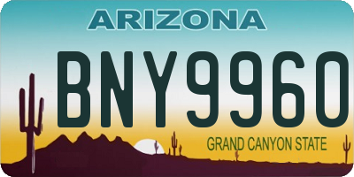 AZ license plate BNY9960