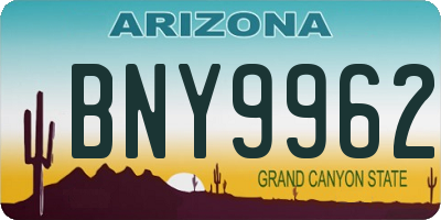 AZ license plate BNY9962