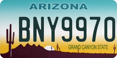 AZ license plate BNY9970