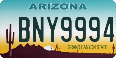AZ license plate BNY9994