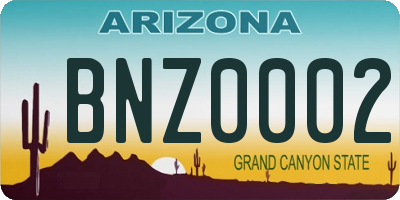 AZ license plate BNZ0002