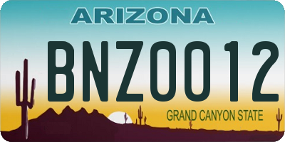 AZ license plate BNZ0012