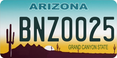 AZ license plate BNZ0025