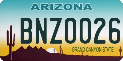 AZ license plate BNZ0026