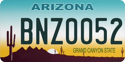 AZ license plate BNZ0052