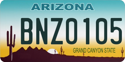 AZ license plate BNZ0105