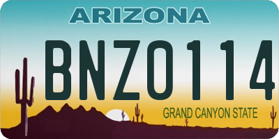 AZ license plate BNZ0114