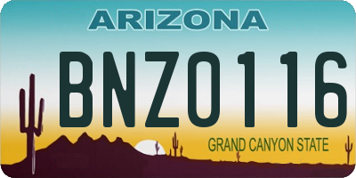 AZ license plate BNZ0116