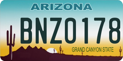 AZ license plate BNZ0178