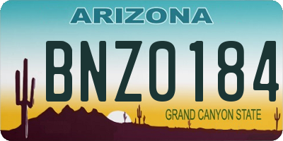 AZ license plate BNZ0184