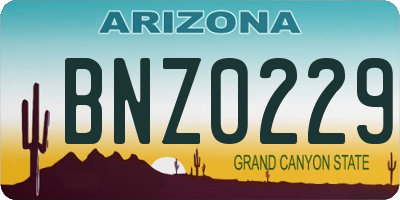 AZ license plate BNZ0229