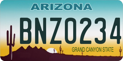 AZ license plate BNZ0234