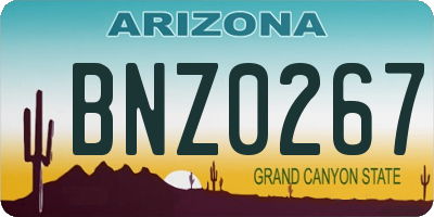 AZ license plate BNZ0267
