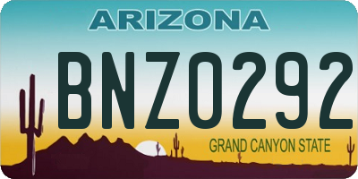 AZ license plate BNZ0292