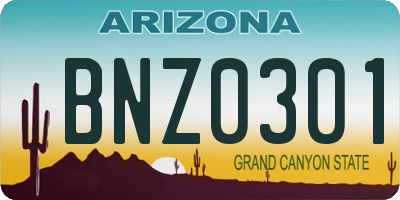 AZ license plate BNZ0301