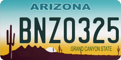 AZ license plate BNZ0325