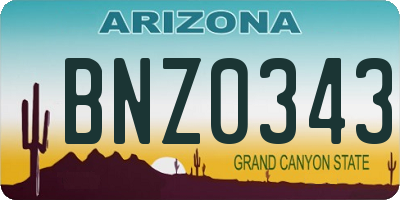 AZ license plate BNZ0343