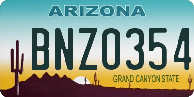AZ license plate BNZ0354