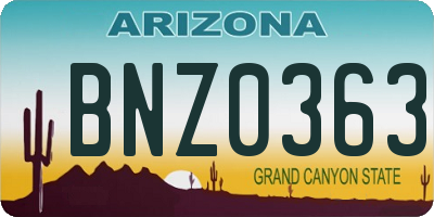 AZ license plate BNZ0363