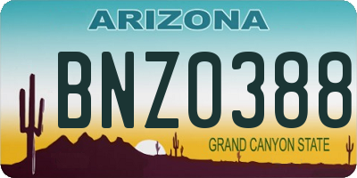 AZ license plate BNZ0388