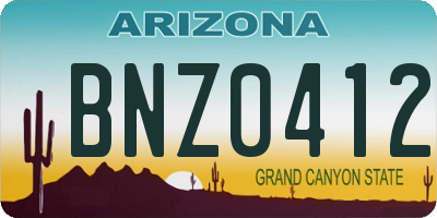 AZ license plate BNZ0412