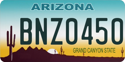 AZ license plate BNZ0450