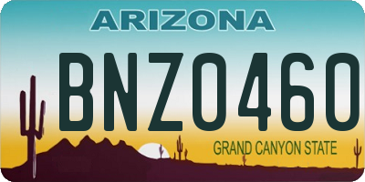 AZ license plate BNZ0460