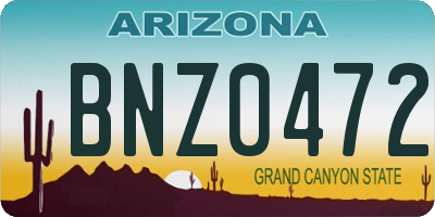 AZ license plate BNZ0472