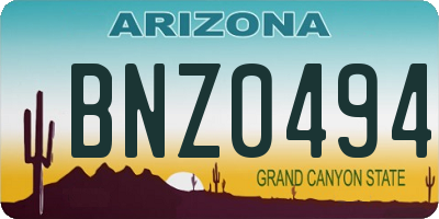 AZ license plate BNZ0494