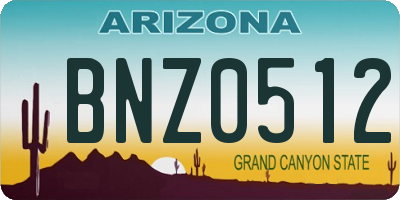 AZ license plate BNZ0512