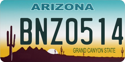 AZ license plate BNZ0514
