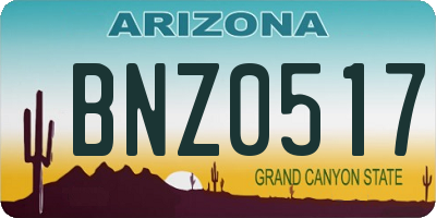 AZ license plate BNZ0517