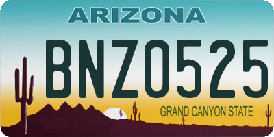 AZ license plate BNZ0525