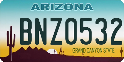 AZ license plate BNZ0532