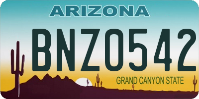 AZ license plate BNZ0542