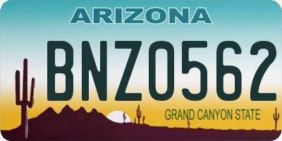 AZ license plate BNZ0562