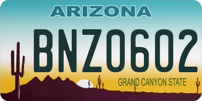 AZ license plate BNZ0602
