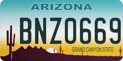 AZ license plate BNZ0669