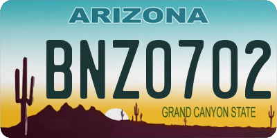 AZ license plate BNZ0702