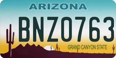 AZ license plate BNZ0763