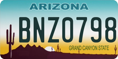 AZ license plate BNZ0798