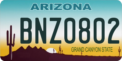 AZ license plate BNZ0802