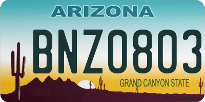 AZ license plate BNZ0803