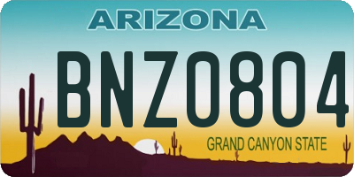 AZ license plate BNZ0804