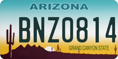AZ license plate BNZ0814
