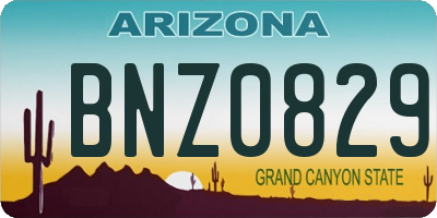 AZ license plate BNZ0829