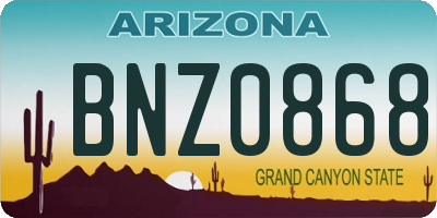 AZ license plate BNZ0868