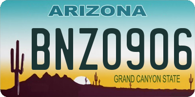 AZ license plate BNZ0906