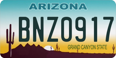 AZ license plate BNZ0917